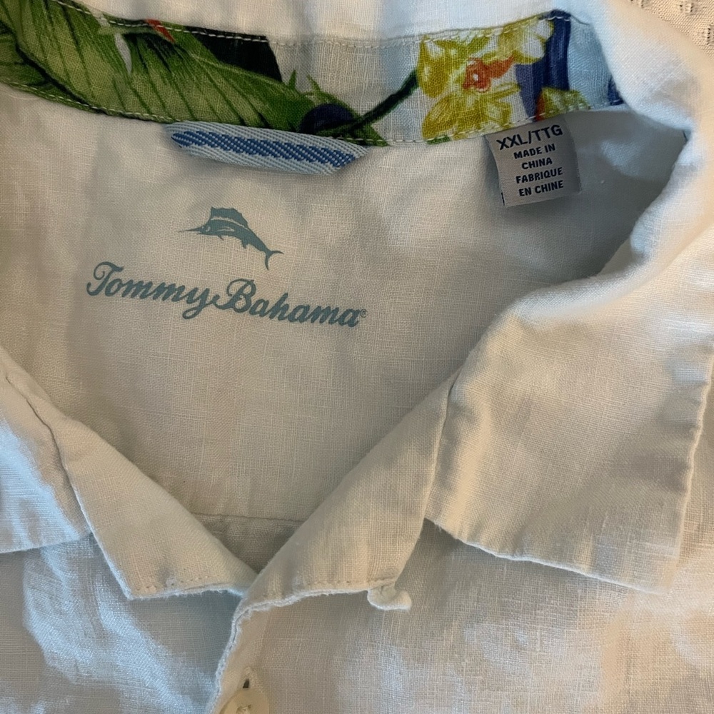 White linen Tommy Bahama button down. XXL. Good condition. Needs steam/iron